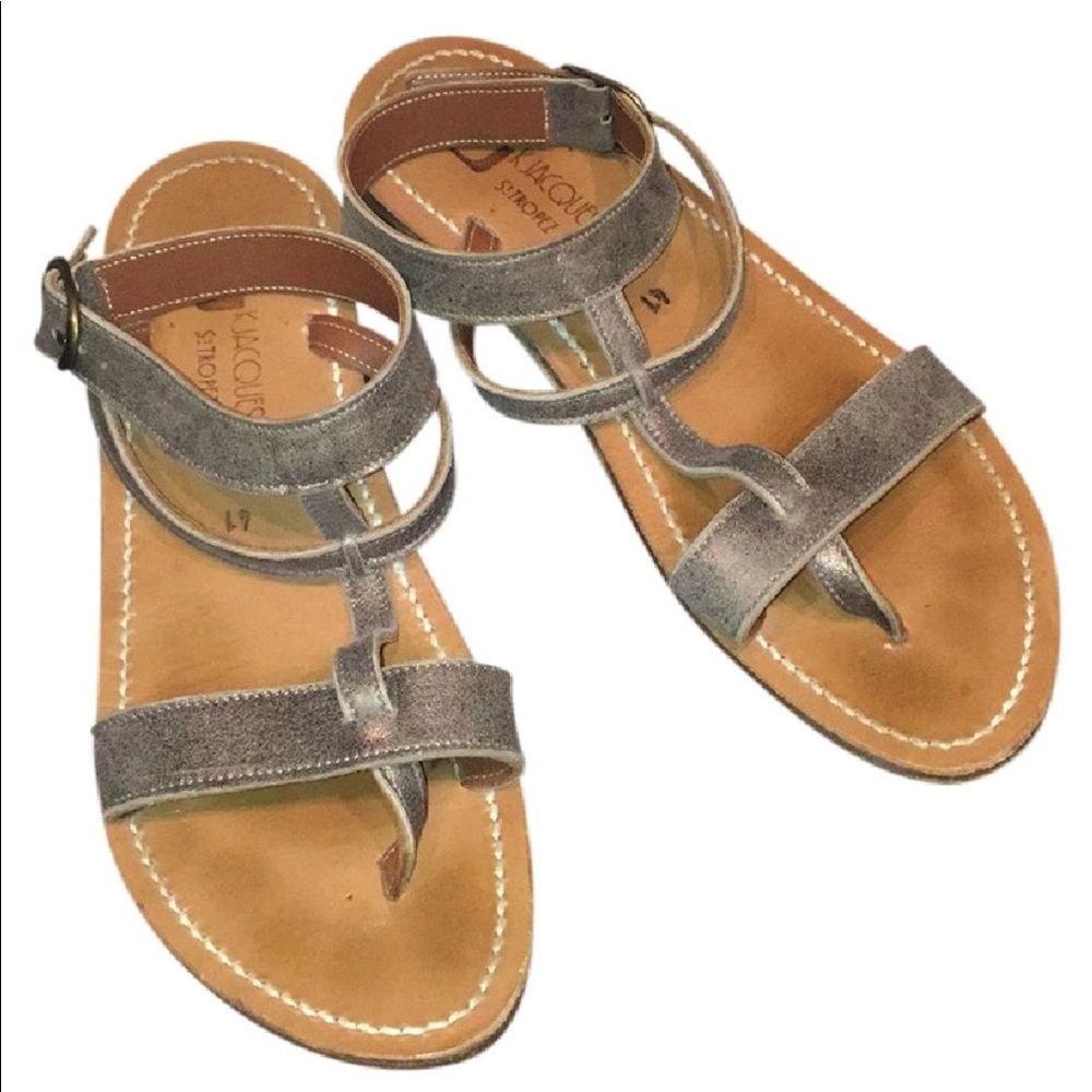 K Jacques Bronze Metallic Leather Sandal 41/11